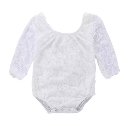 White Lace Snap Onesie